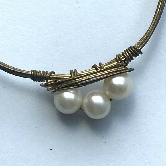 Bourbon & Boweties Gold Wire Wrap Pearl Bracelet - Picture 3 of 7